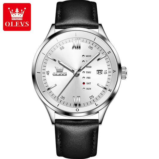 Montre étanche pour homme avec bracelet en cuir